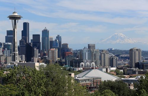 Seattle and Mount Rainier