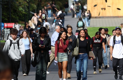 First day of classes with students walking