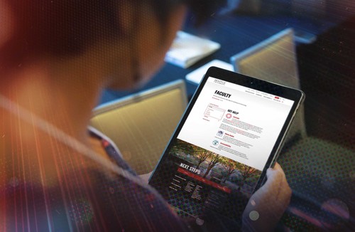 CDLI banner image, man using tablet with colorful distortion effect in background