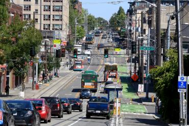 Seattle street with vehicles