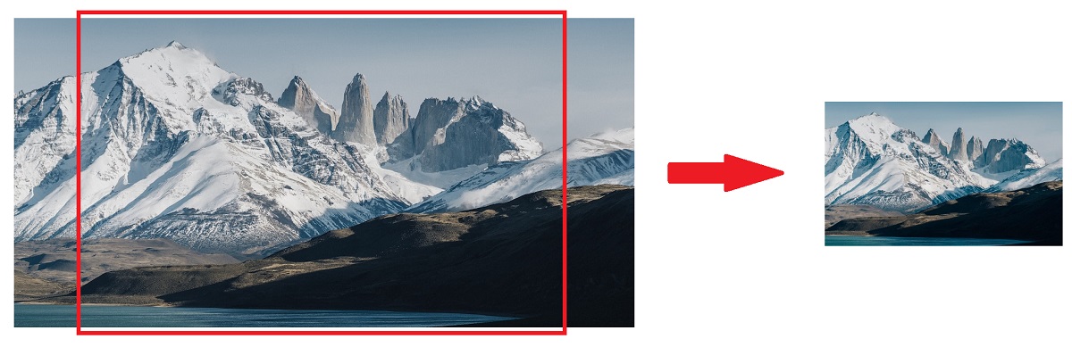 Screenshot showing how PXL would crop and resize a large landscape image for the Promo content type
