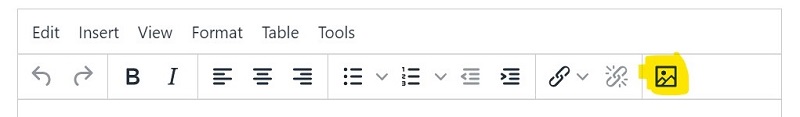 Screenshot showing insert from media icon on TinyMCE toolbar